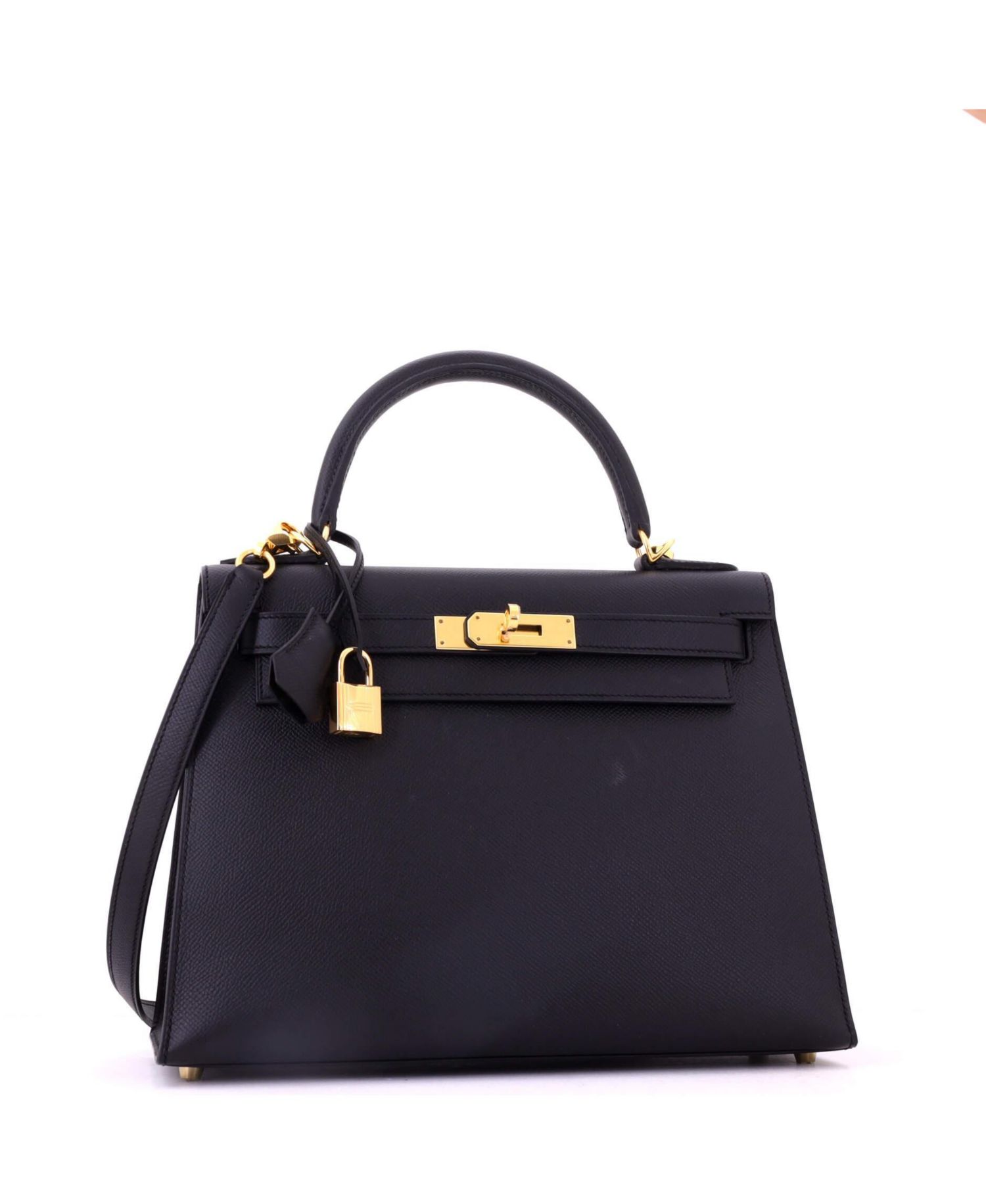 Pre-Owned Hermes Kelly 28 Handbag Black Epsom with Gold Hardware