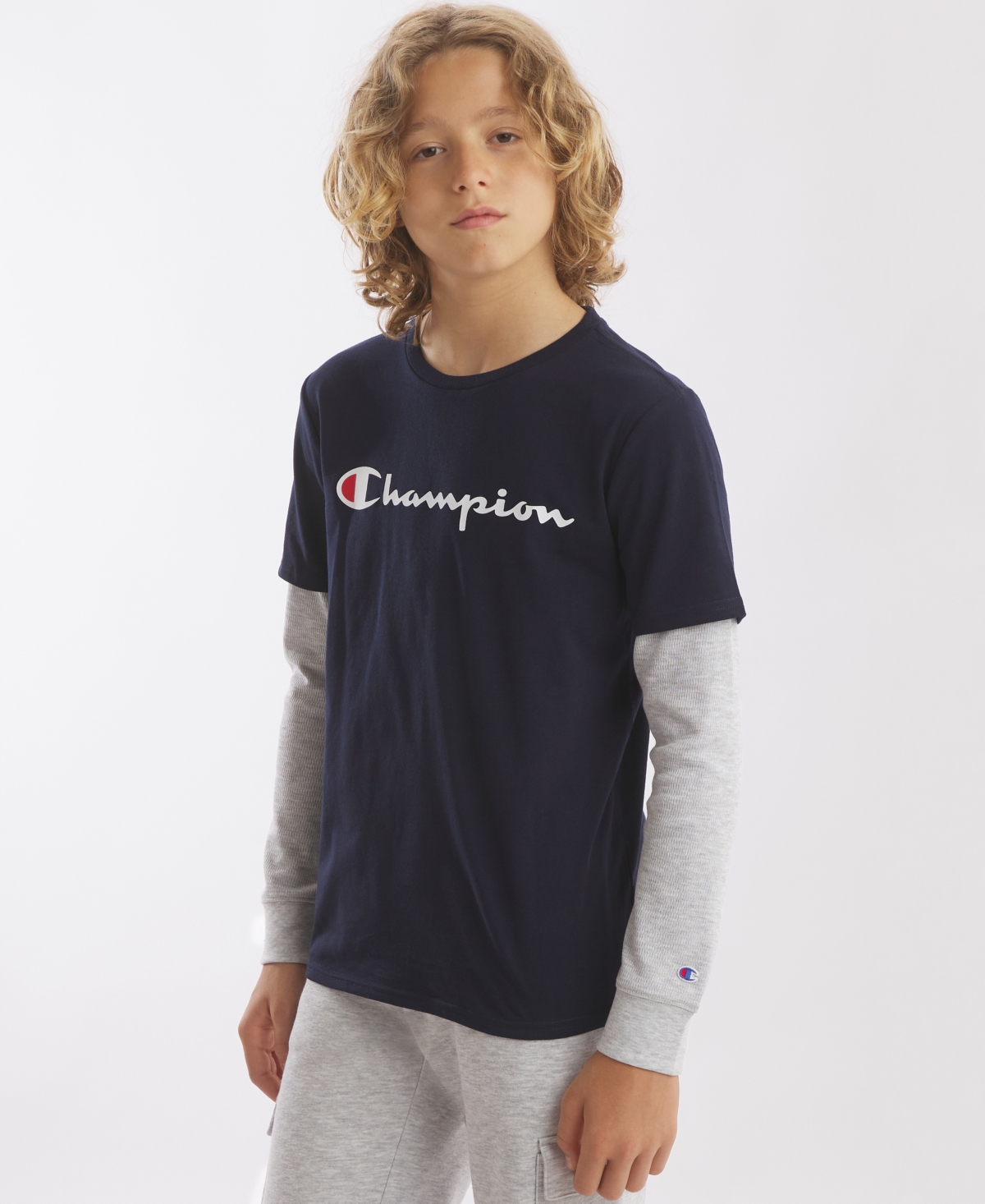 Champion Boys' 8-20 Hangdown Long-Sleeve T-Shirt