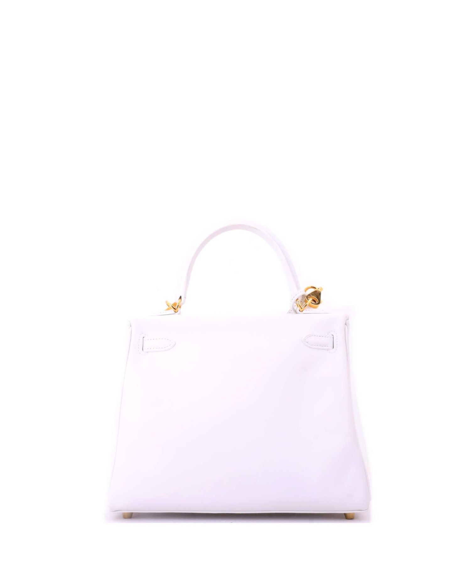 Pre-Owned Hermes Kelly 25 Handbag White Swift with Gold Hardware