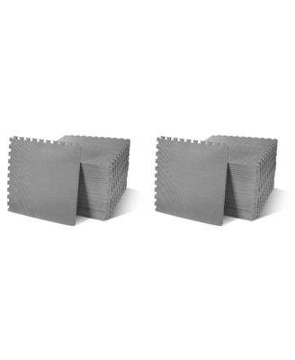 144 Sq Ft Interlocking Exercise Mat Tiles, Gray (2 Pack)