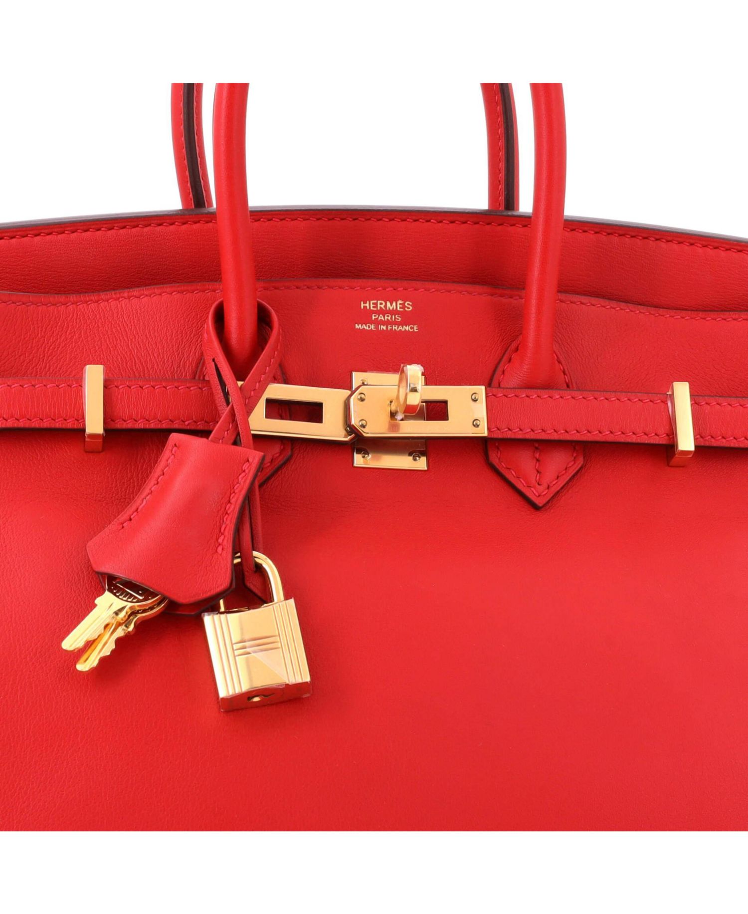 Pre-Owned Hermes Birkin 25 Handbag Red Swift with Gold Hardware
