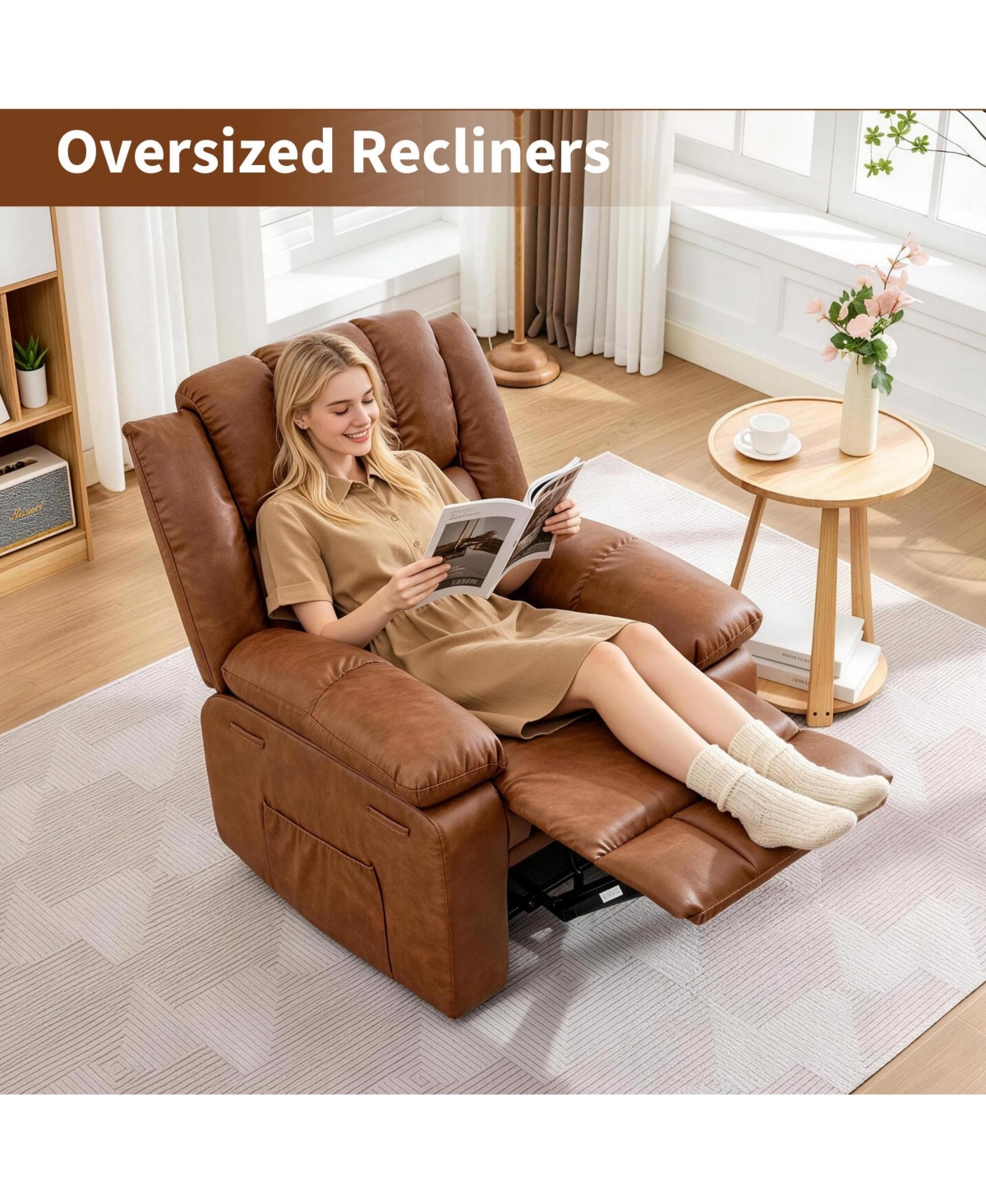 gaomon Oversized Recliner Chair for Adults - 150degree(s) Ergonomic Manual Recliner, Extra Wide Upholstery Comfortable Lounge Sofa Living Room