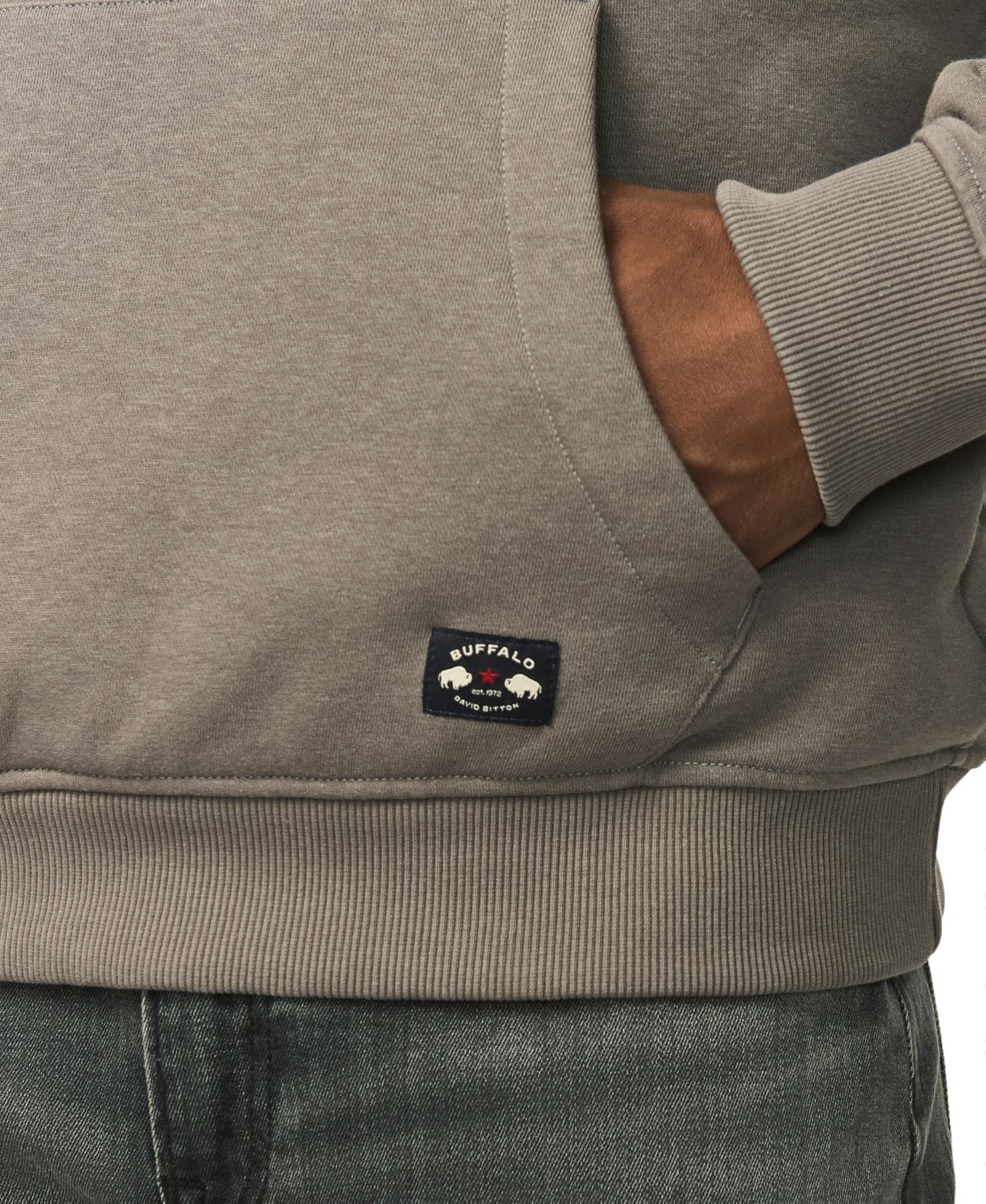 Мужское худи Buffalo David Bitton Farro Heavyweight Brushed Fleece Graphic, цвет: Тёмный серый — фото 4