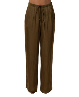 Women's Seaside Glow High-Waisted Wide-Leg Satin Pants
