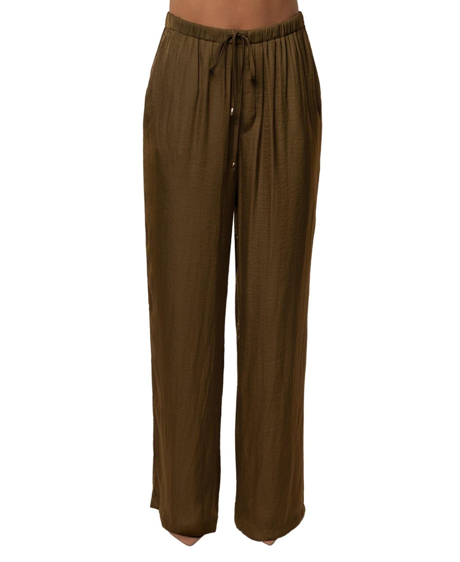 Women's Seaside Glow High-Waisted Wide-Leg Satin Pants
