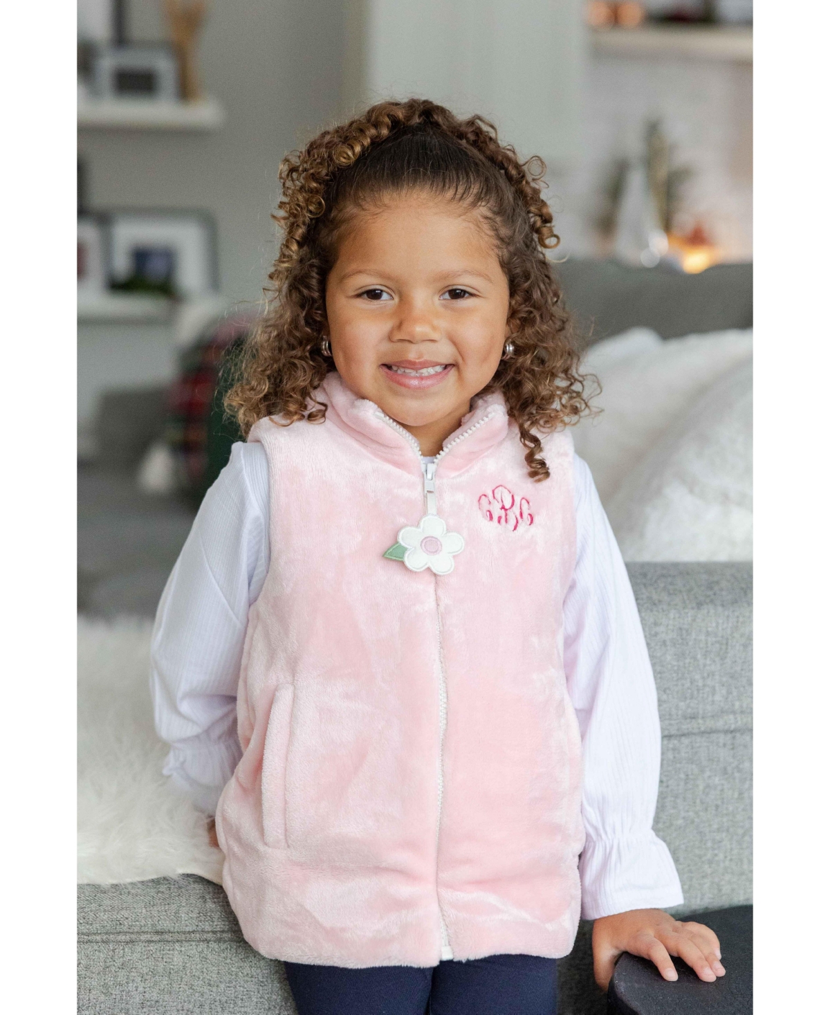 Florence Eiseman Big Girls (7-8) Plush Fleece Zip Up Vest Jacket