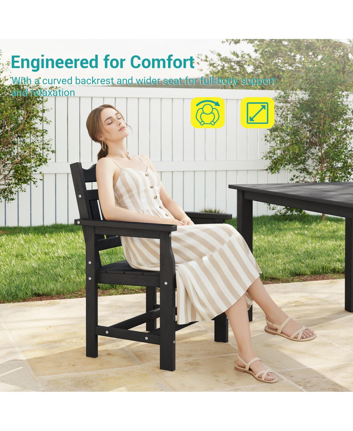 Sonkuki 7 Piece Outdoor Dining Set Rectangular Patio Table Chairs Hips Weather Resistant with Umbrella Hole