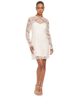 Women's Sequin Lace Long-Sleeve Mini Dress