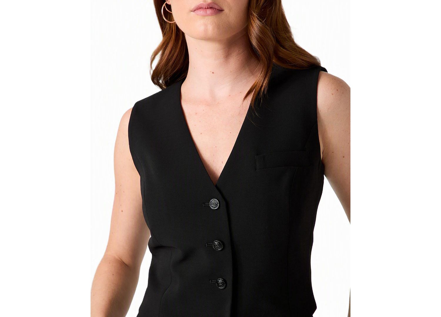 Women's Theoline Perfect Plunging V-Neck Tailored Button-Front Sleeveless Vest