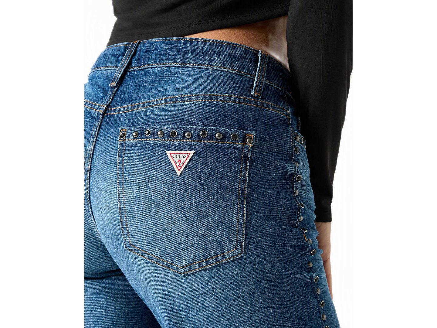 Женские джинсы GUESS Mid Rise Slouchy-Fit Straight-Leg, цвет: Синий — фото 5