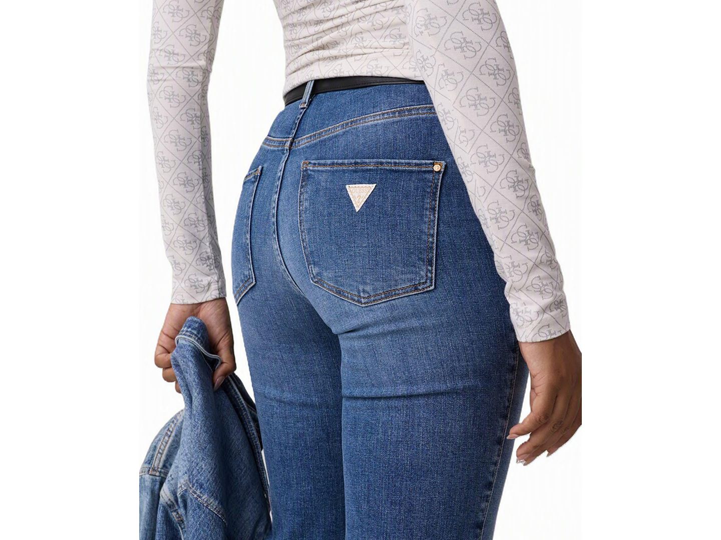 Женские джинсы GUESS Straight Mid-Rise Straight-Leg Stretch Denim Jeans, цвет: Timeless Mid — фото 4