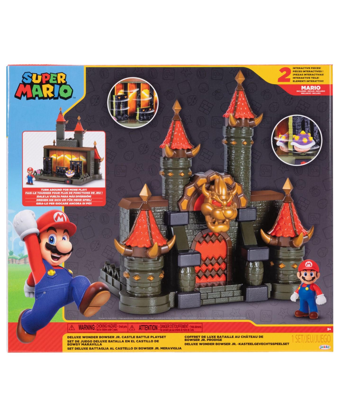 Детский игровой набор SUPER MARIO Deluxe Wonder Bowser Jr. Castle Battle Interactive Playset, Ages 3+ — фото 4
