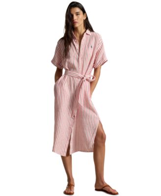 Women's Striped Short-Sleeve Shirt Dress