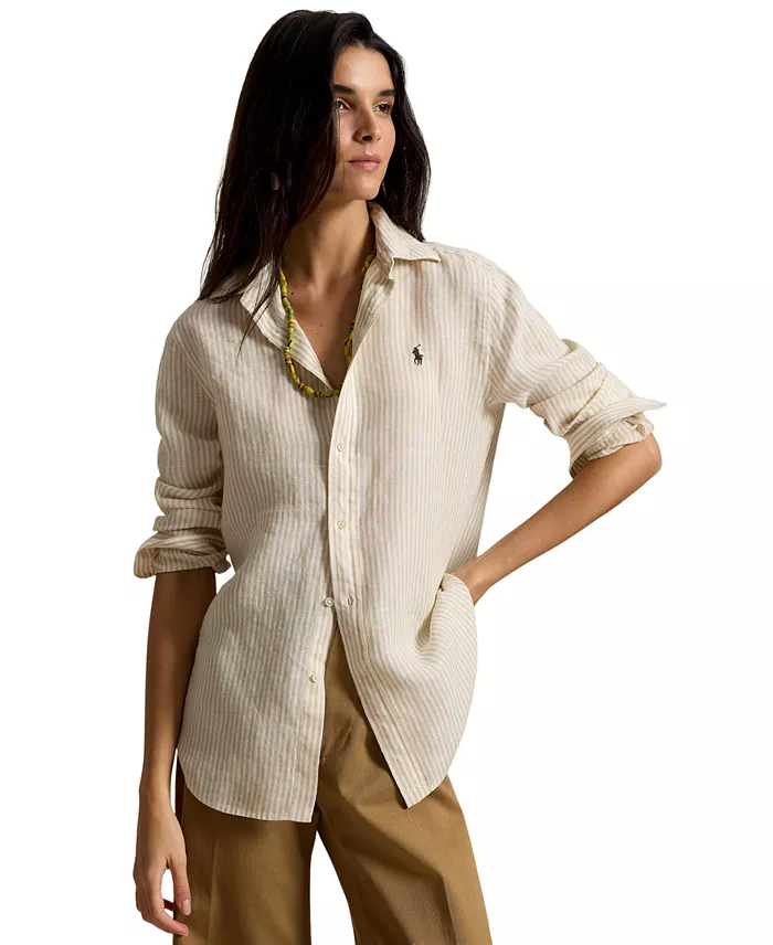 Women's Classic-Fit Striped Linen Shirt