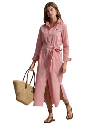 Women's Long-Sleeve Collared Shirt Dress