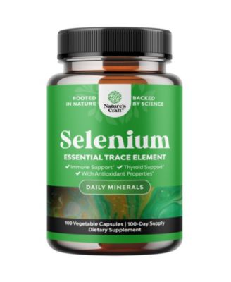 Selenium 200mcg Capsules, High Potency Selenium Supplement for Immune Support, Antioxidant and Thyroid Support Trace Mineral, 100 Count