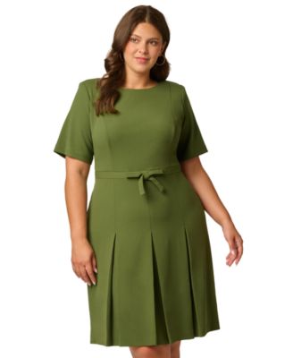 Plus Size Fit & Flare Pleated Bow Dress