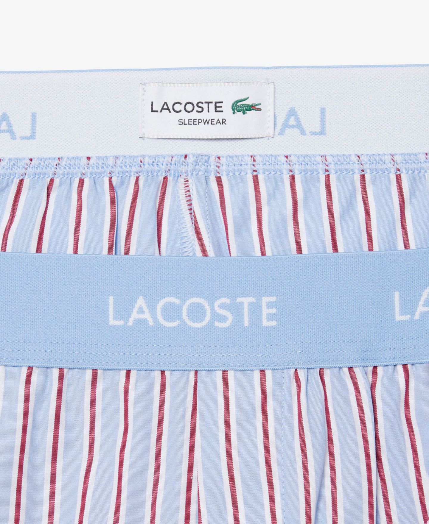 Пижамные брюки для мужчин, хлопок, в полоску — Lacoste, цвет: Белый бордо — фото 8