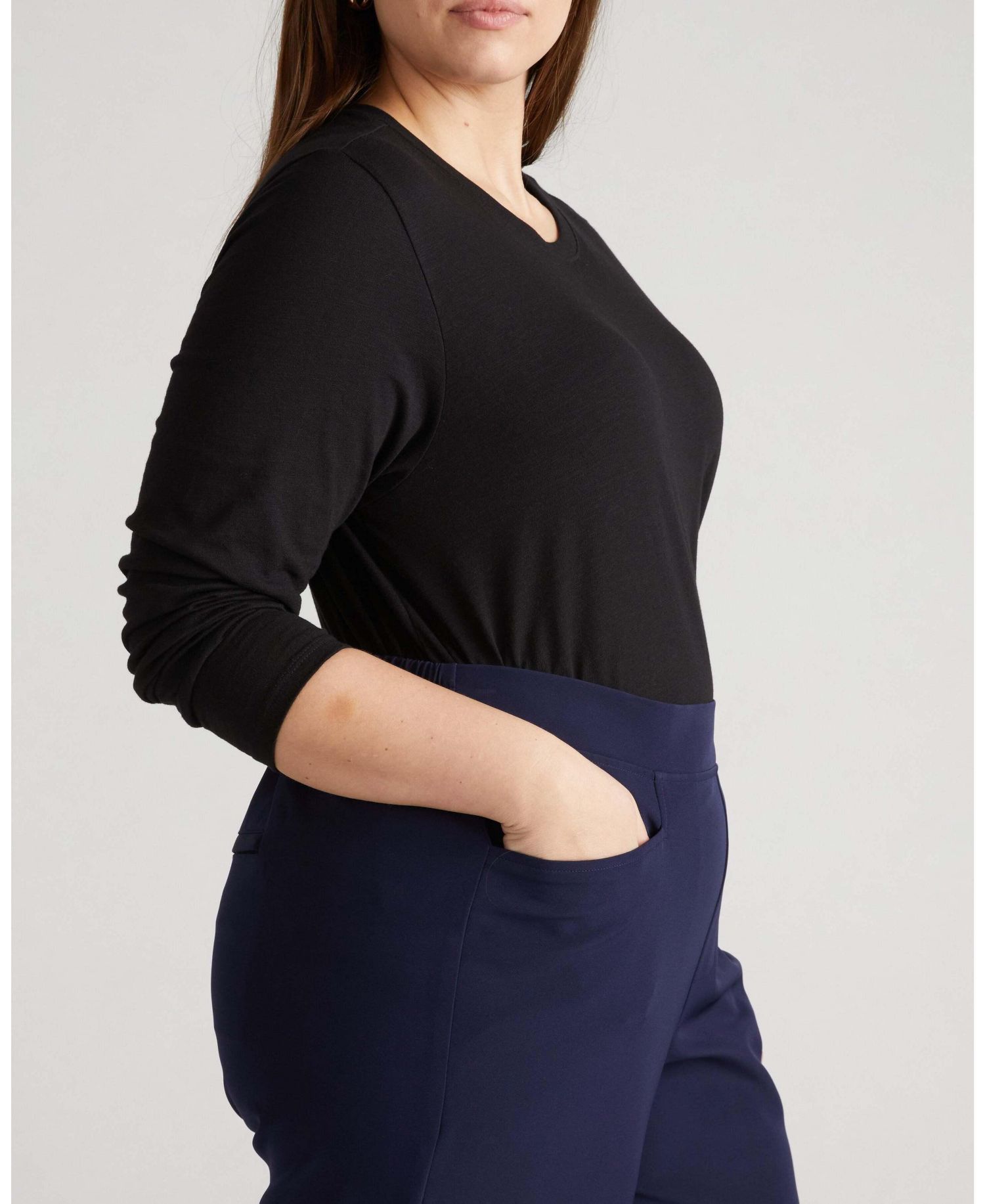 Plus Size Tee Rex Semi-Sheer Lightweight Long-Sleeve Crewneck T-Shirt