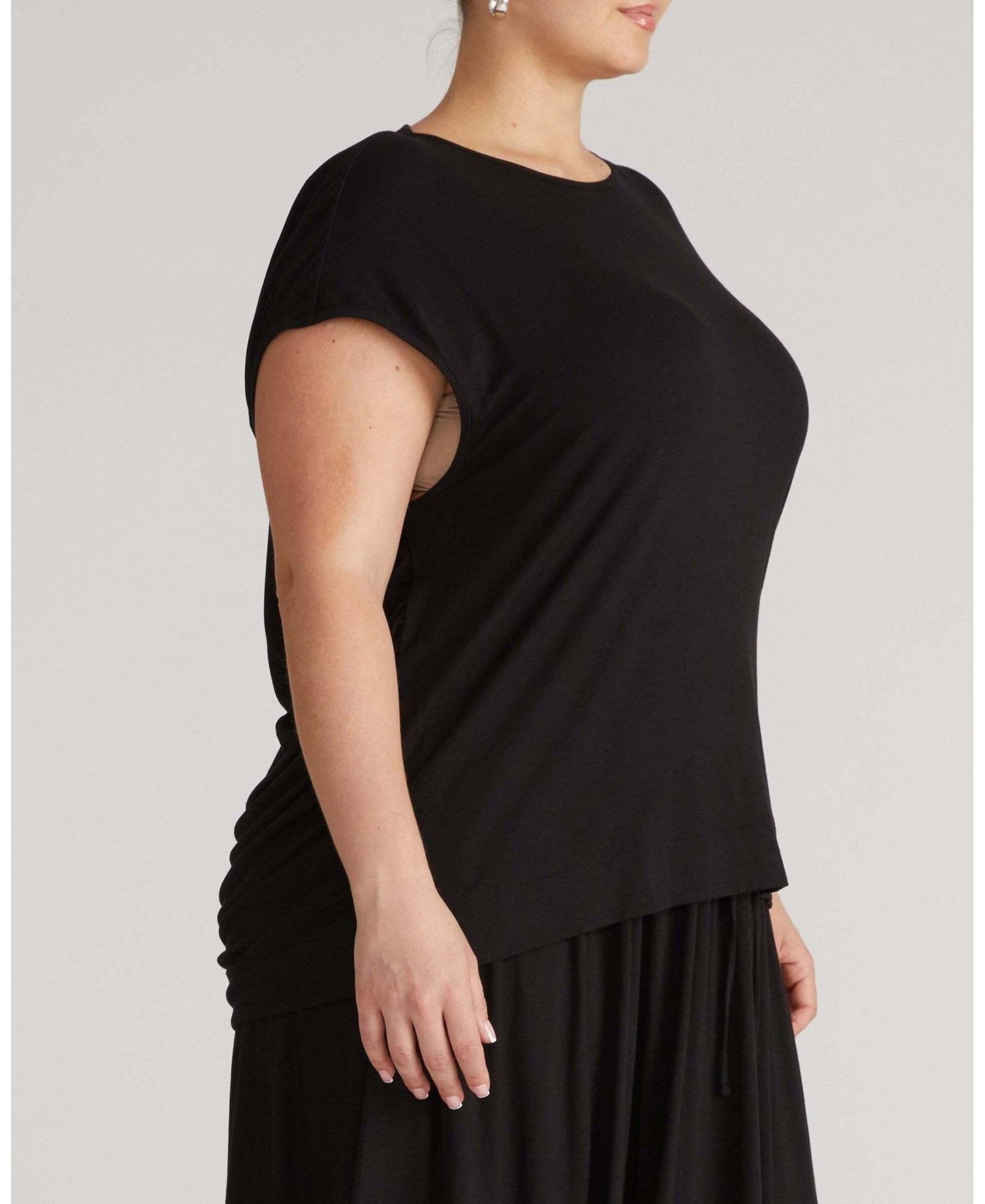 Plus Size Alida Draped Liquid Jersey Boat-Neck Top