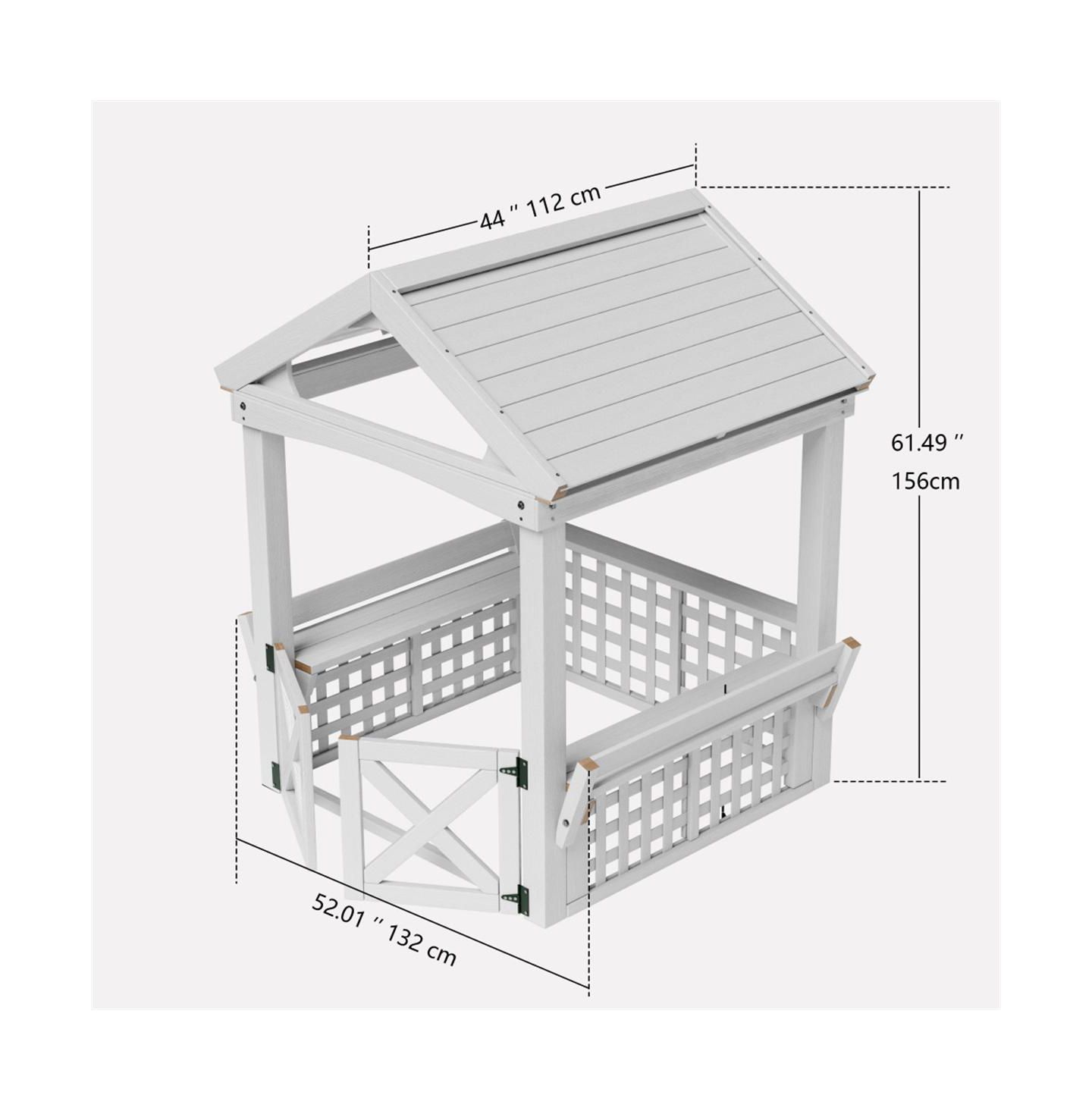 Детская игрушка YOBTOP Modern Outdoor Wooden Playhouse for Children - Waterproof Design, Comfortable Bench, Attractive Door, Easy Assembly, Christmas Day Gift — фото 3