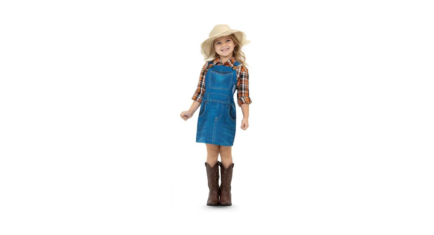 Детские игрушки Dress Up America Girls Farmer Costume Set - Classic Farm Outfit for Children, Dress Up, Halloween and School Events — фото 1