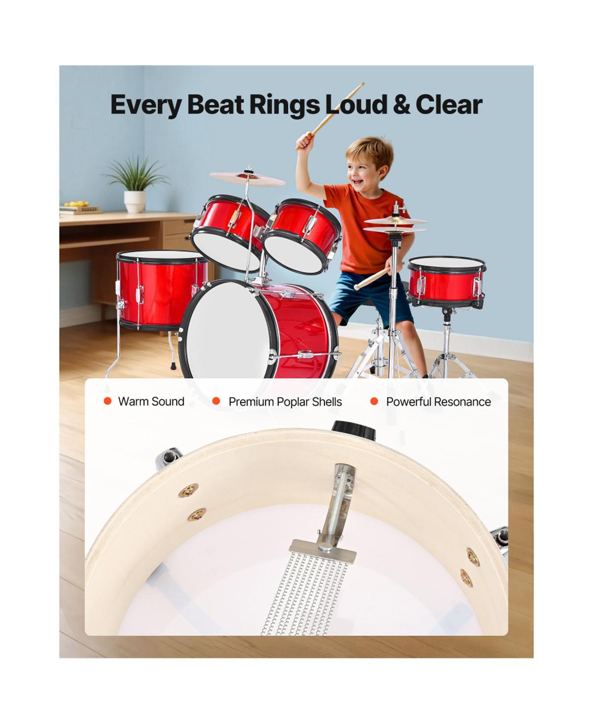 Yobtop Kids Adjustable 5-Piece Drum Set, Ages 6+