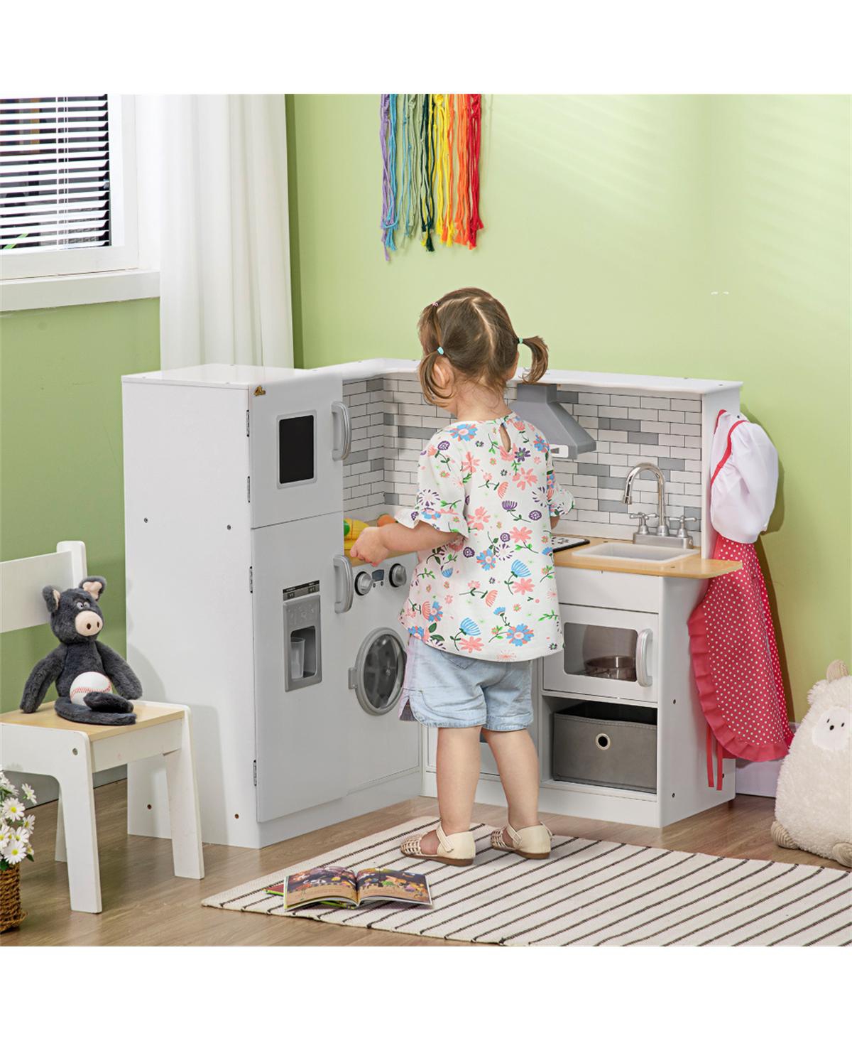 Yobtop Sound Effects Wooden Corner Play Kitchen Set, Ages 3+