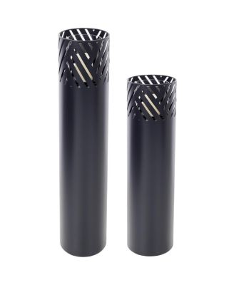 Lantern Column - Set of 2 Decorative Garden Columns, Industrial Design, Indoor and Outdoor Use, Includes Candles, 37 1/2 + 29 1/2 in