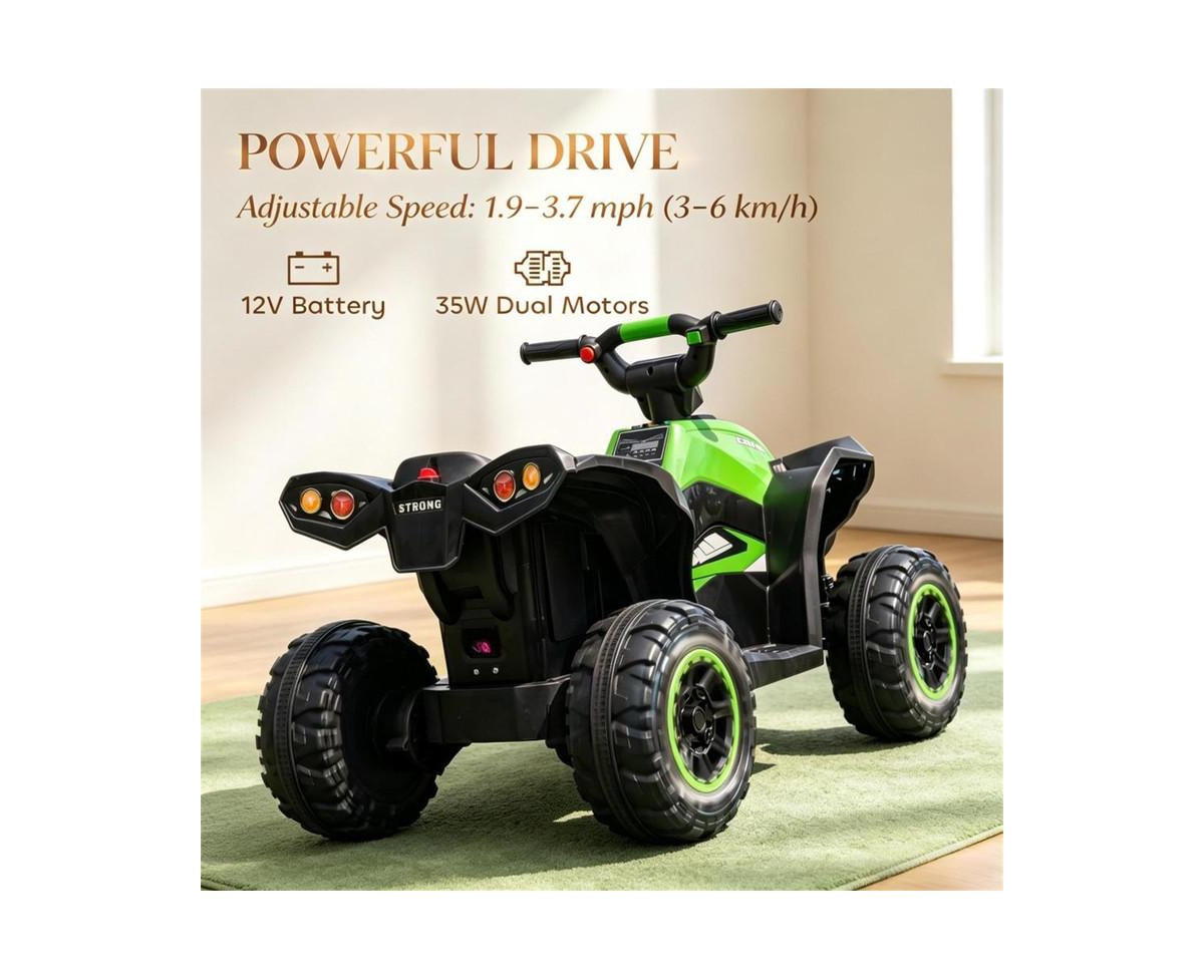 Yobtop 12V Kids 4 Wheeler Atv Dual-Motor All-Terrain Ride On Toy, Ages 3â5 - Green