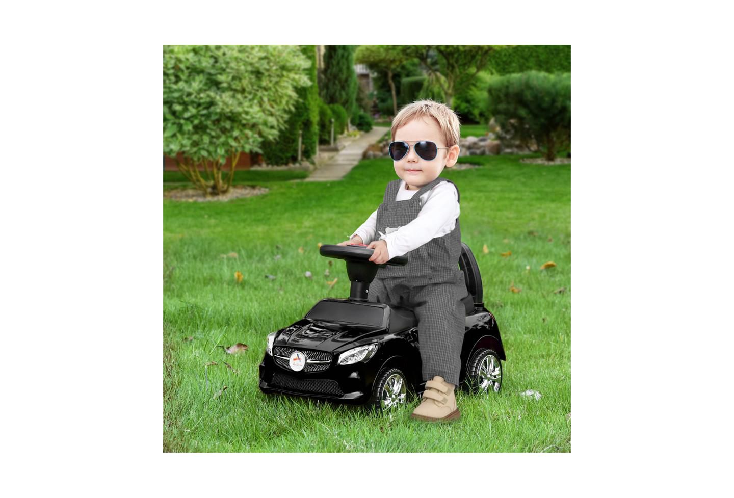 Детская игрушка YOBTOP Kids Ride On Push Car - Foot-to-Floor Walking Sliding Toy Car for Toddler with Working Horn, Music, Headlights and Storage, цвет: Чёрный — фото 2