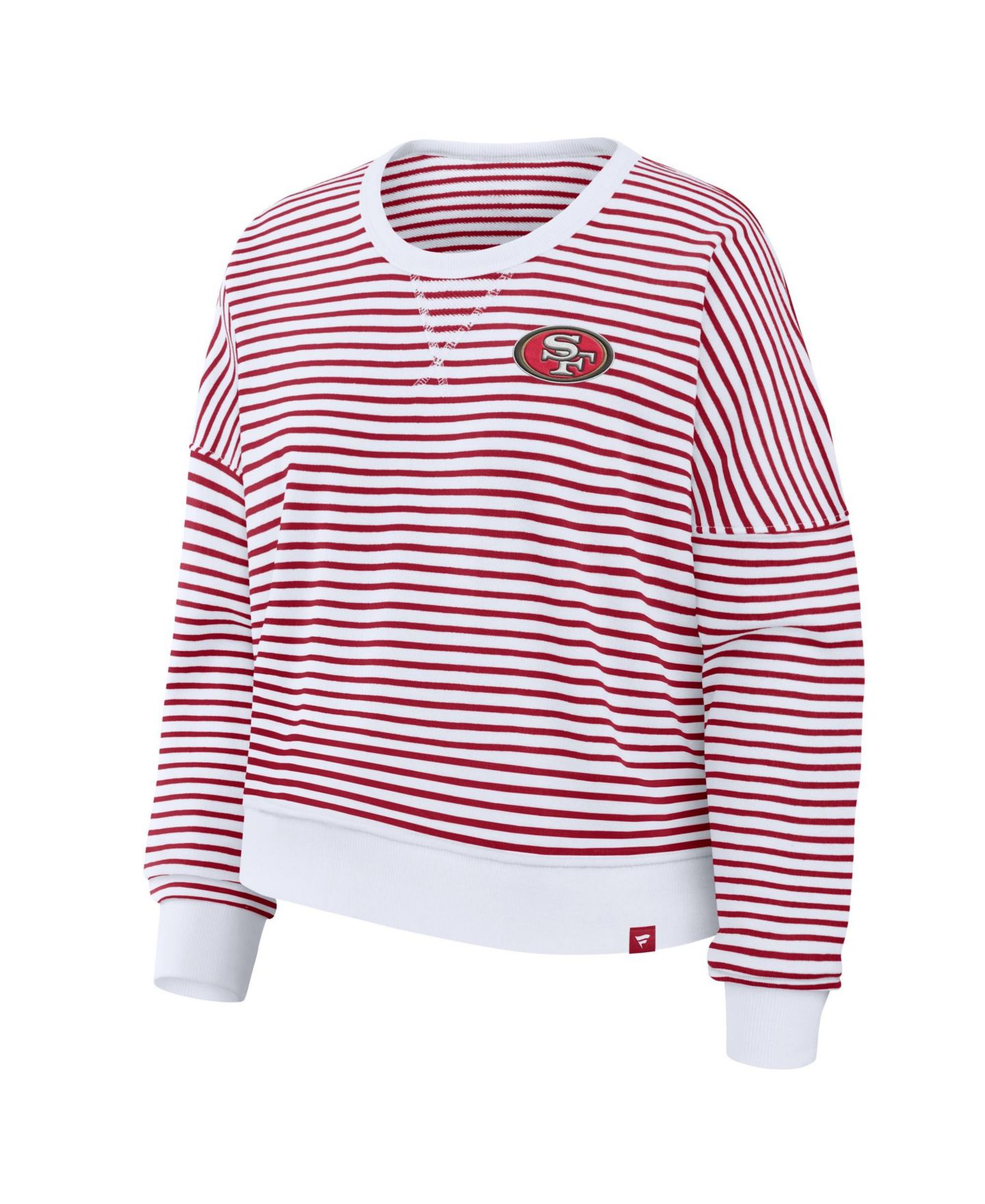 Женский свитшот Fanatics White/Scarlet San Francisco 49ers Striped Oversized French Terry — фото 3
