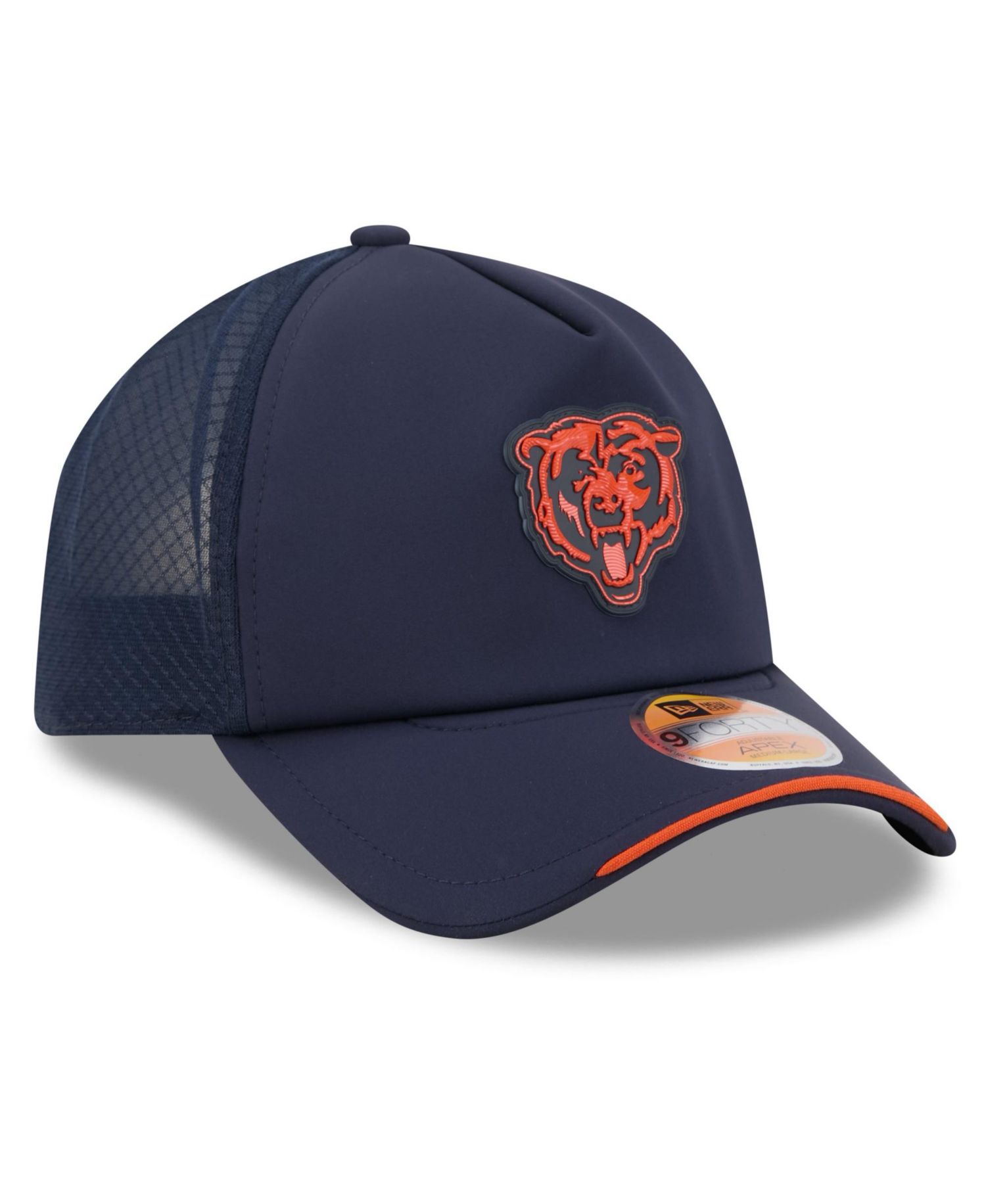 Men's Navy Chicago Bears 2026 Sideline Apex 9FORTY Adjustable Trucker Hat