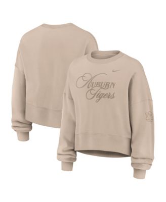 Women's Tan Auburn Tigers Neutral Stance Collection Oversized Phoenix Fleece Sweatshirt