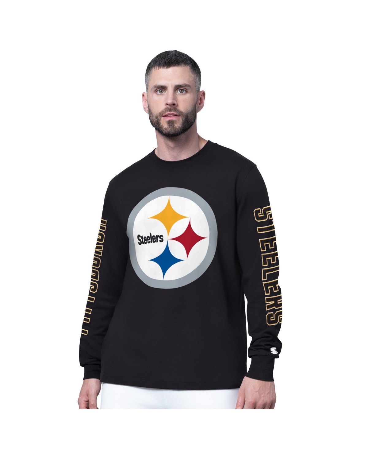 Starter Men's Black Pittsburgh Steelers Clutch Hit Ii Long-Sleeve T-Shirt - Black