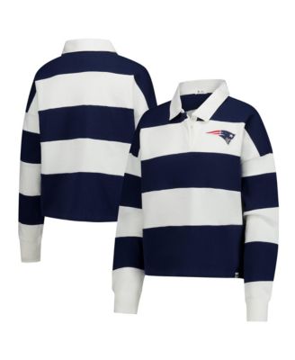 Women's Navy/White New England Patriots Clubhouse Hall Raven Rugby Long Sleeve T-Shirt