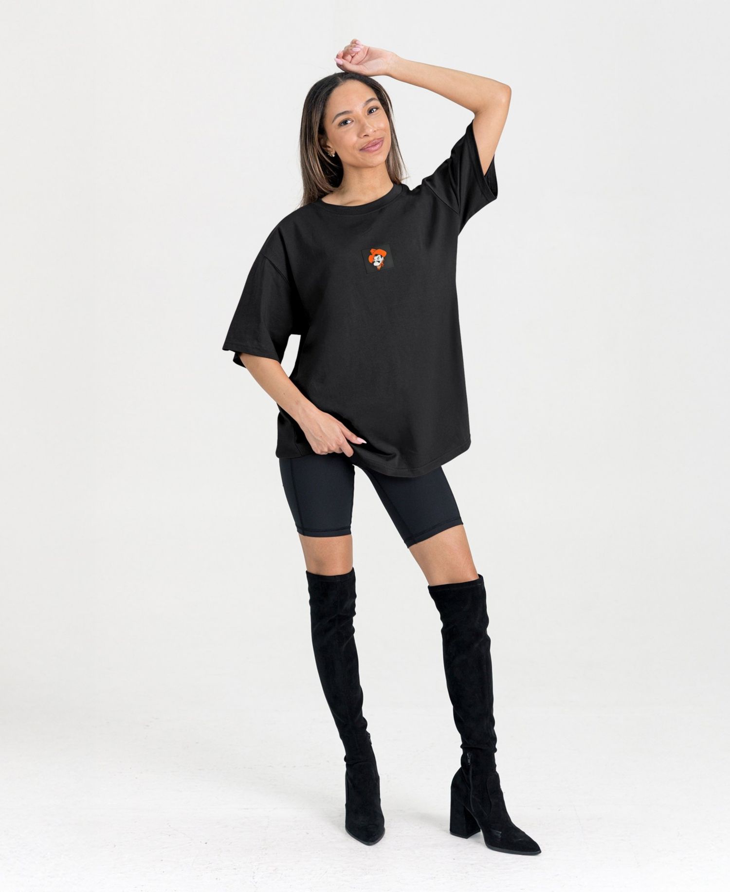 Women's Black Oklahoma State Cowboys Oversized Back at Ya T-Shirt