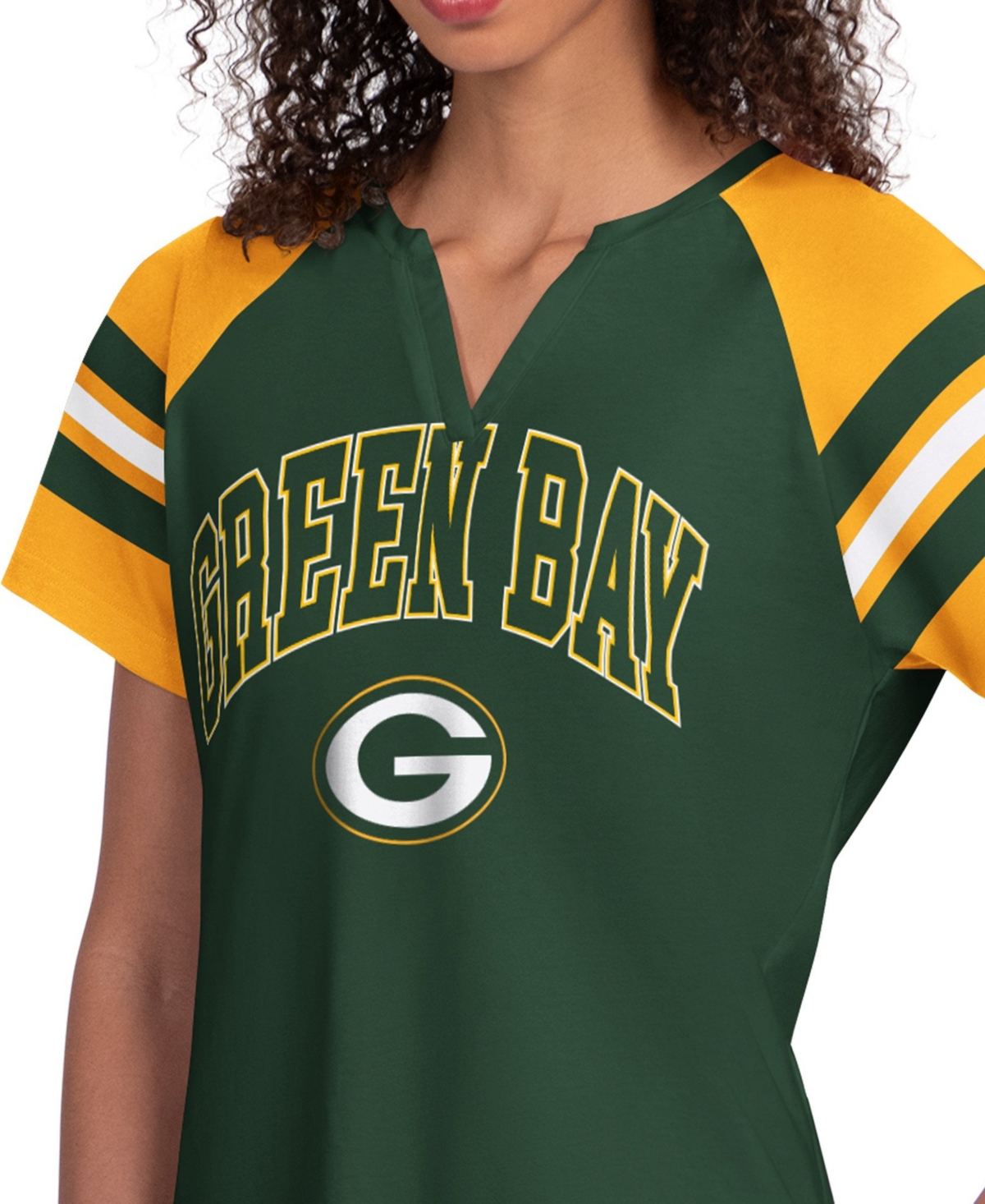 Starter Women's Green Bay Packers Game On Notch Neck Raglan T-Shirt