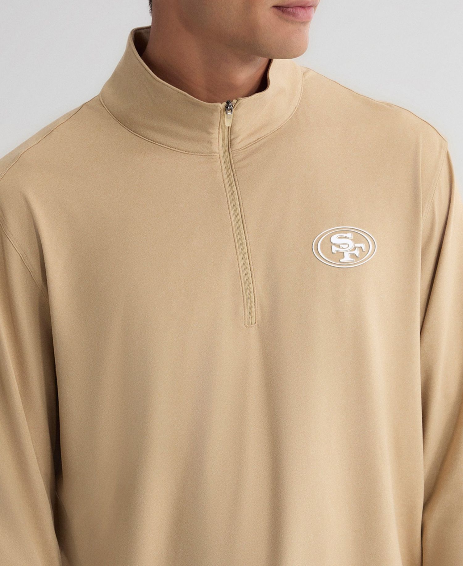 Men's Tan San Francisco 49ers Clutch Quarter-Zip Pullover Sweatshirt