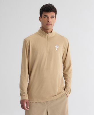 Men's Khaki Philadelphia Phillies Clutch Quarter-Zip Pullover Sweatshirt
