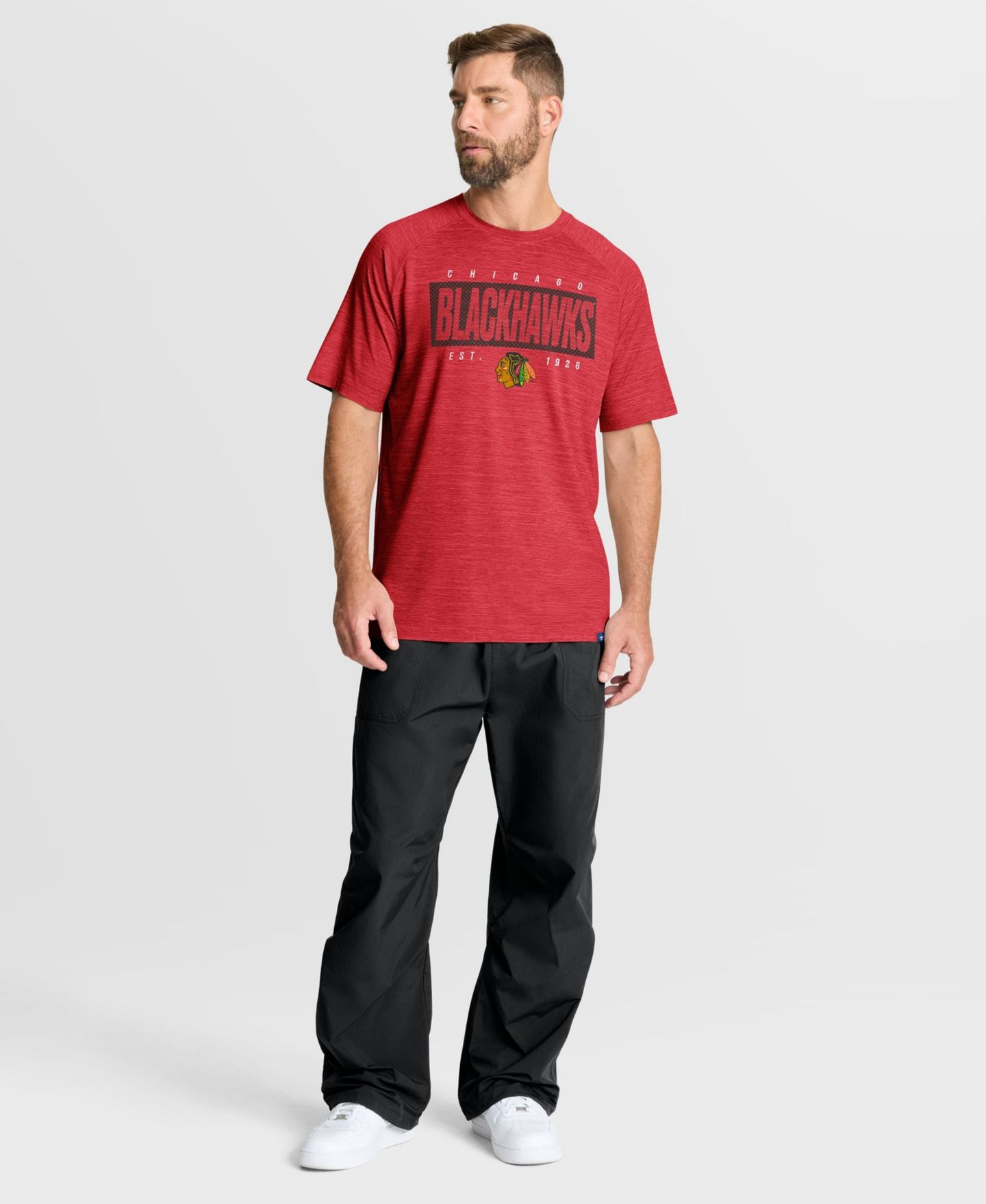 Мужская футболка Fanatics Heather Red Chicago Blackhawks Breakaway Clutch Raglan — фото 4
