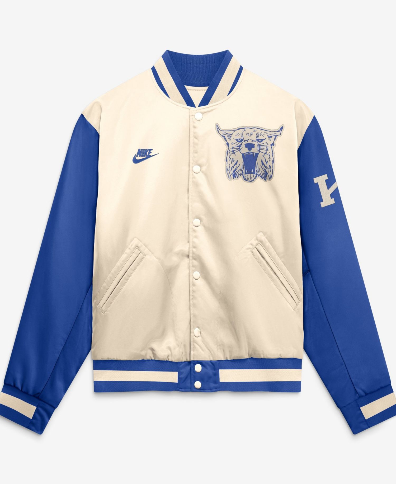 Men's Natural/Royal Kentucky Wildcats Legacy Full-Snap Bomber Jacket