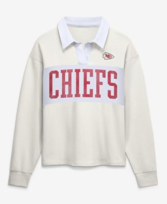 Women's Cream Kansas City Chiefs Heritage Play Action Rugby Long Sleeve Polo Shirt