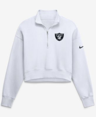 Women's White Las Vegas Raiders Oversized Phoenix Fleece Cropped Quarter-Zip Sweatshirt