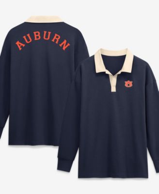 Women's Navy Auburn Tigers Oversized Essential Dri-FITLong sleeves V-Neck Polo Shirt