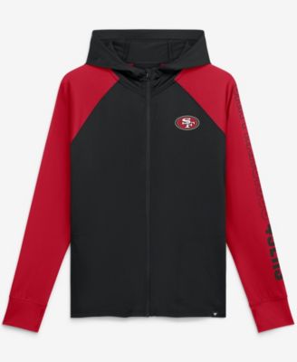 Women's Black/Scarlet San Francisco 49ers Cornerback Blitz Raglan Full-Zip Hoodie