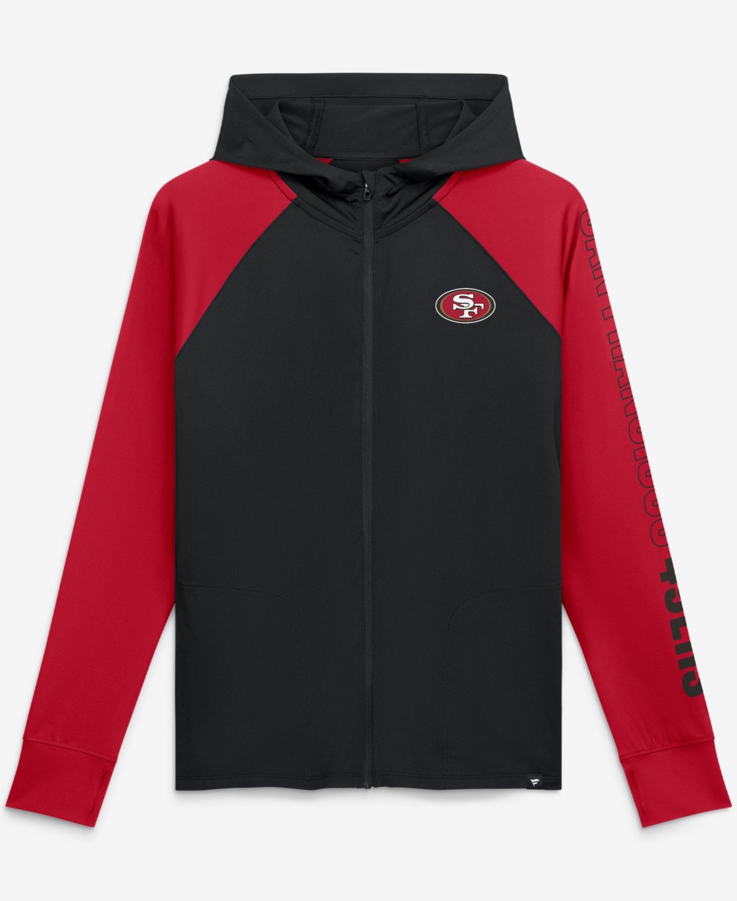 Women's Black/Scarlet San Francisco 49ers Cornerback Blitz Raglan Full-Zip Hoodie