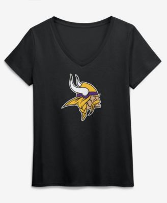 Women's Black Minnesota Vikings Primary Logo V-Neck T-Shirt