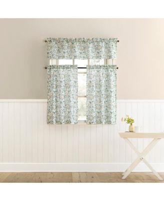 Portia Watercolor Wildflower Semi-Sheer Rod Pocket Kitchen Curtain Valance