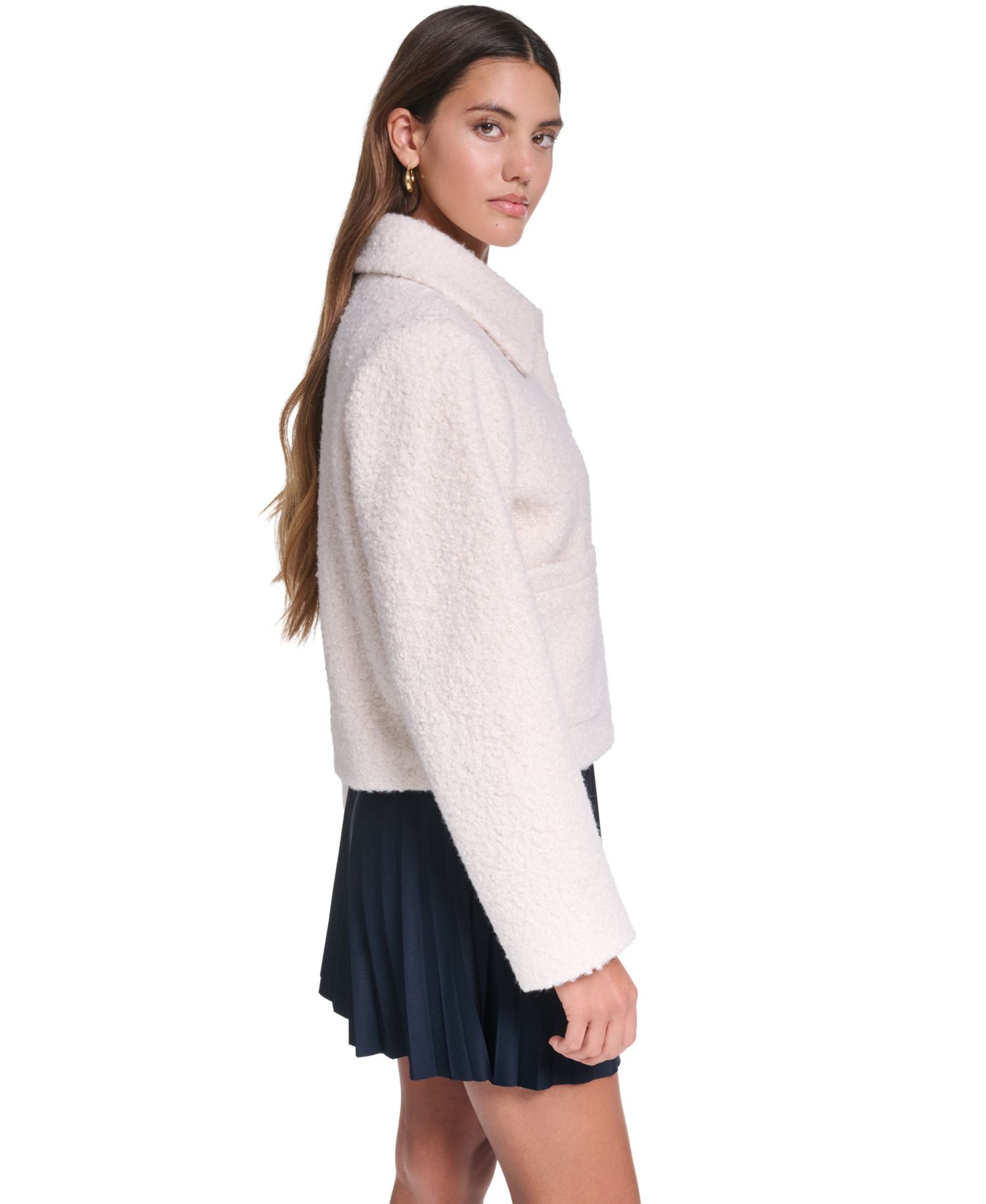Women's Laydown Collar Cropped Boucl&eacute; Work Jacket